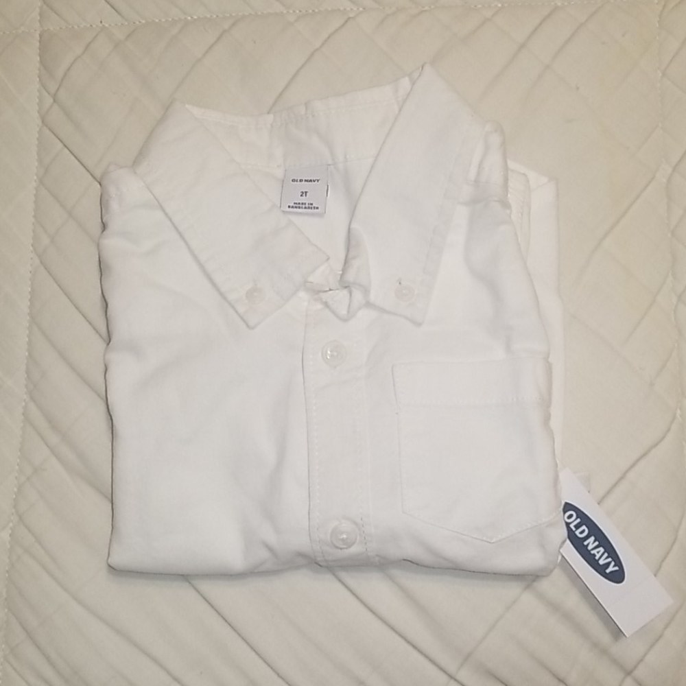 Boys white button down shirt- NEW